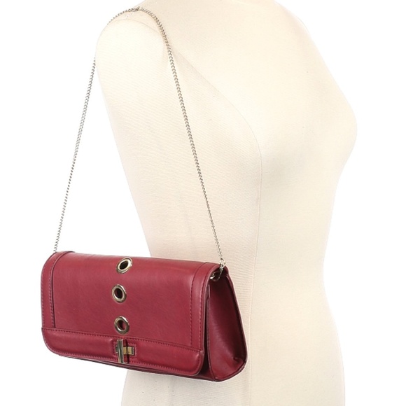 INC International Concepts Clutch Shoulder Bag Red Burgundy $60 NEW - Picture 3 of 4
